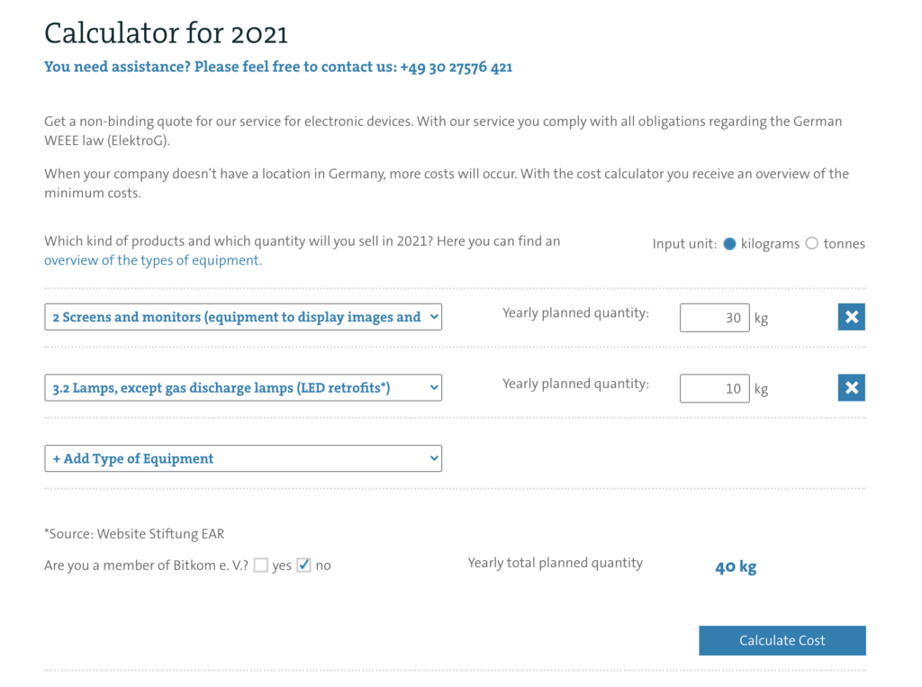 interactive price calulator